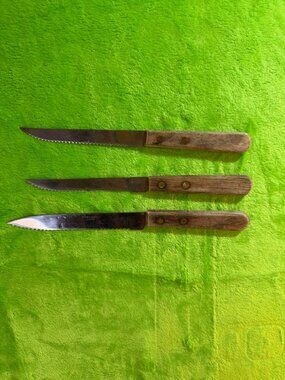Stainless Steel Japan Serrated Steak Knives Set with Wooden Handles